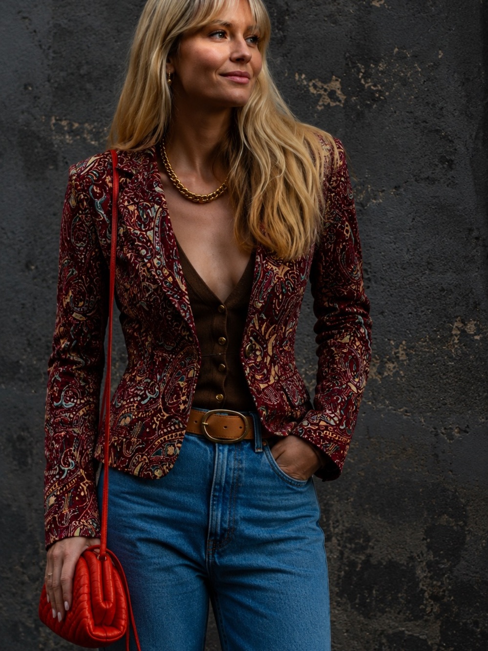 Harve Bernard by Bernard Holtzman Paisley Tapestry Blazer | Size Medium| Vintage